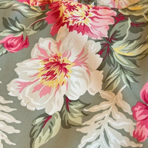 Jones New York Silk Maxi Skirt Elastic Waist Sage Green Floral  Plus Size 1X - Picture 2 of 5